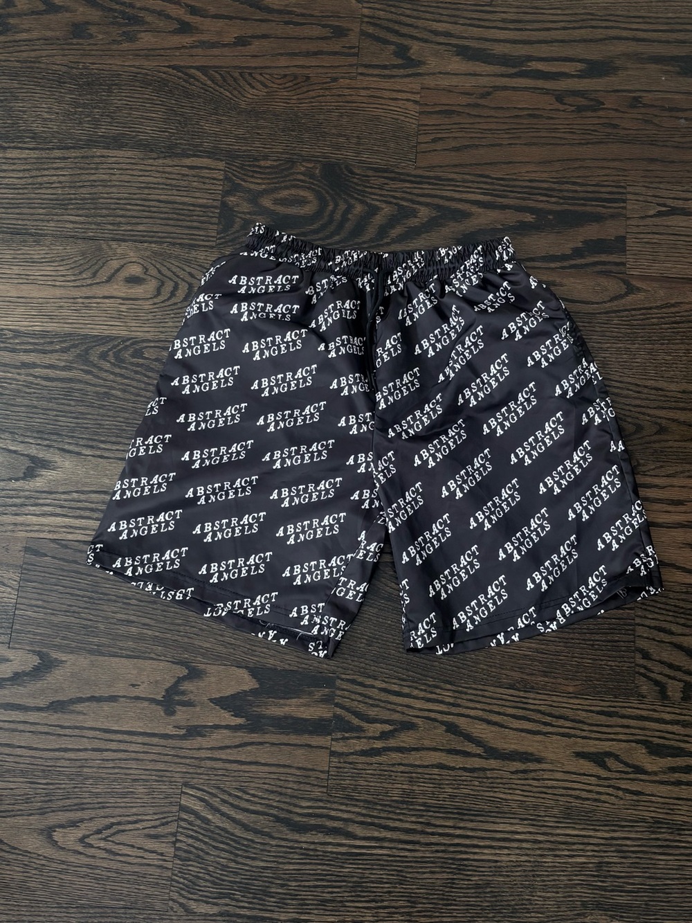 Men's Black Abstract Angels Logo Athletic Shorts